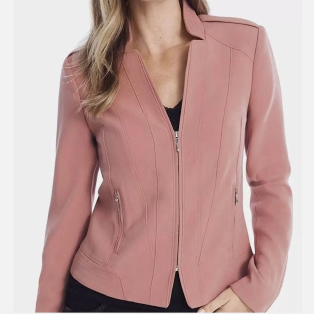 White House Black Market Zipper Blazer in Pink